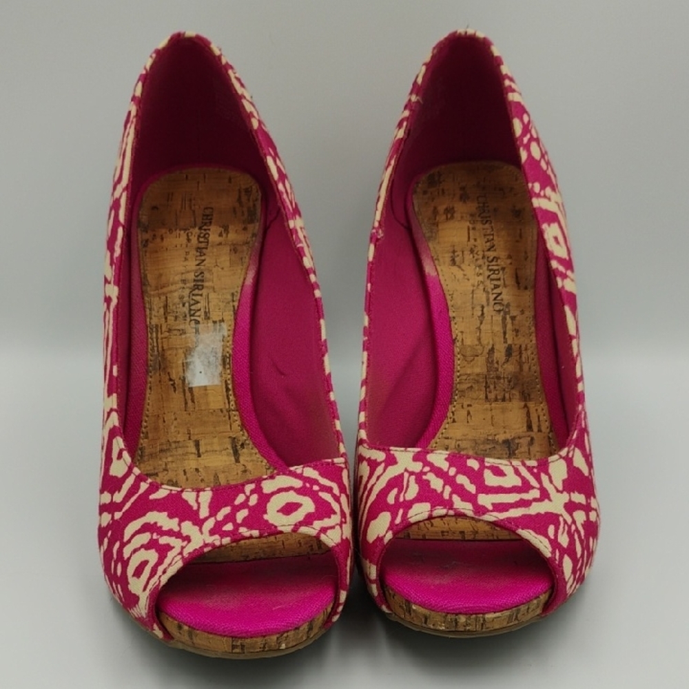 Christian Siriano Pink and Cream Peep Toe Heels